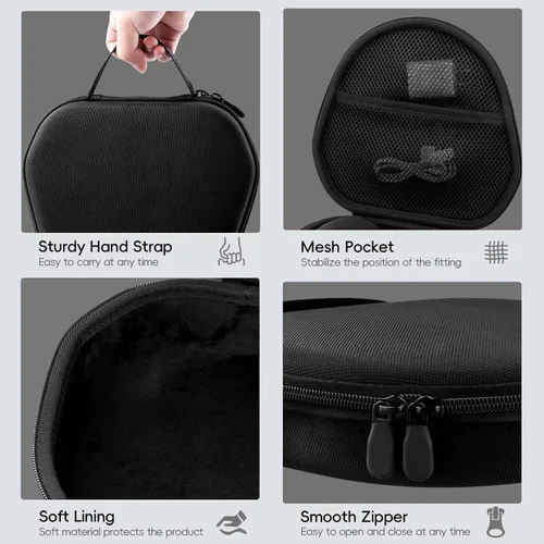 Miniatura 4 de khanka Estuche rígido de transporte para auriculares inalámbricos sobre la oreja de Apple AirPods Max 2/Apple AirPods Max, funda negra