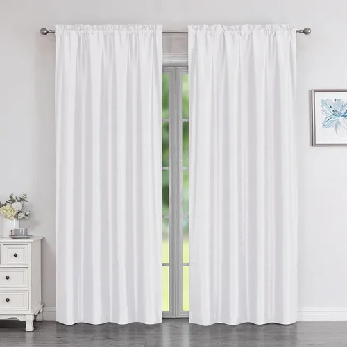 Miniatura 11 de Chyhomenyc Uptown - Cortinas negras de 24 pulgadas de largo, 2 paneles, cortinas cortas de seda sintética para oscurecer la habitación, cortinas