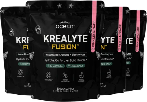 Miniatura 9 de Organics Ocean Krealyte Fusion - Monohidrato de creatina instantánea en polvo con electrolitos - Fuerza muscular, resistencia e hidratación