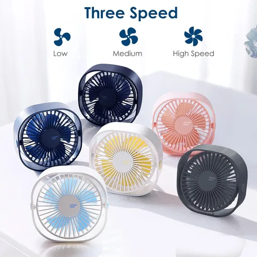 Miniatura 5 de Simpeak Ventilador USB pequeño, silencioso y portátil, alimentado por USB (sin batería), refrigeración de 3 ajustes de velocidad, ventilador Gris