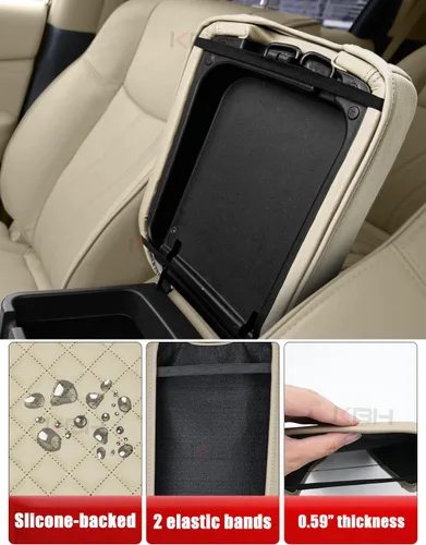 Miniatura 4 de KBH Funda para reposabrazos de consola central para Infiniti QX60 y JX35, Nissan Pathfinder 2013 2014 2015 2016 2017 2018 2019 2020, cuero
