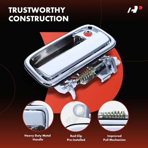 Miniatura 4 de A-Premium Manijas de puerta exteriores de metal mejoradas compatibles con Toyota Tacoma 1995-2004, cromadas, juego de 2 piezas, lado delantero