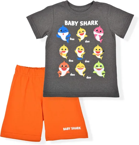 Nickelodeon Baby Shark - Conjunto de camiseta y pantalones cortos para niños pequeños, azulnegro o grisazul o grisnaranja o grisnegro