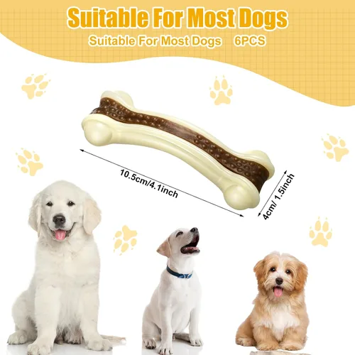 Miniatura 2 de Sosation 6 piezas de juguetes para perros para masticadores agresivos de Navidad, huesos de nailon con sabor a carne de vacuno, juguetes resistentes