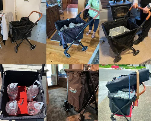 Miniatura 6 de Carrito de compras plegable de 85 litros con bolsa refrigeradora, carrito de compras con mayor capacidad, ruedas giratorias delanteras giratorias