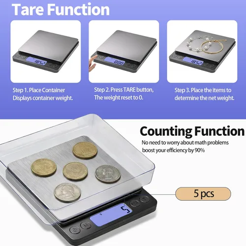 Miniatura 3 de SKEAP Báscula de monedas para pesar monedas, escala de gramo de alta precisión de 2.2 lbs/0.00 oz para coleccionistas de monedas, oro y joyas