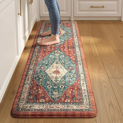 Miniatura 29 de Collive Alfombras y Tapetes Boho para Cocina 2 PIEZAS Alfombra Antifatiga Acolchada, Juego de 2 Alfombras de Cocina Impermeables Antideslizantes