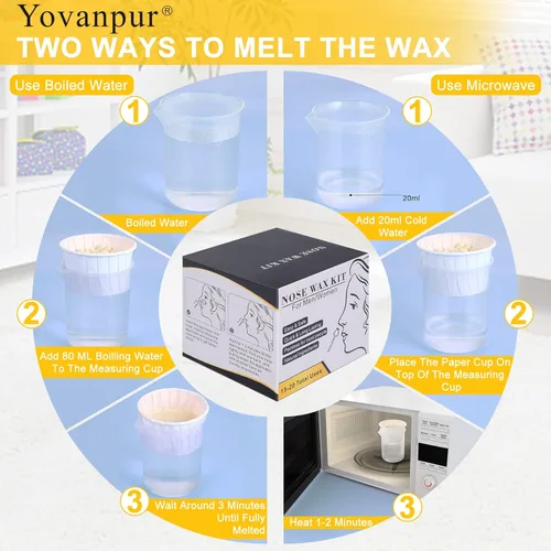 Miniatura 5 de Kit de cera para nariz para hombres y mujeres, kit de depilación nasal Yovanpur con 100g de granos de cera para el pelo de la nariz (15-20 USOS), 20