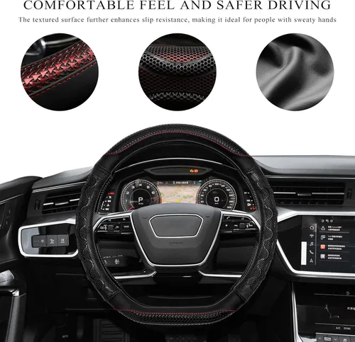 Miniatura 4 de Funda para volante de automóvil, protector antideslizante de 15 pulgadas para volante con diseño de panal 3D, fundas universales para volante