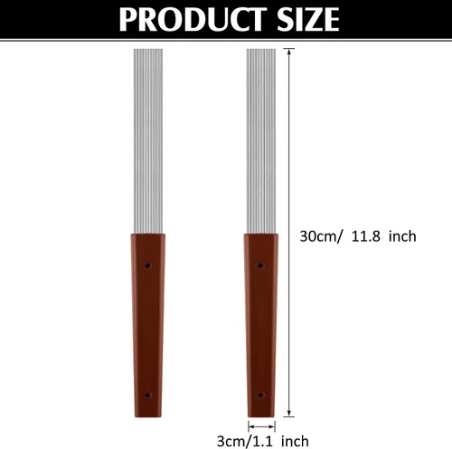 Miniatura 2 de 2 piezas Guira Dominicana Guiro Peine de 12 pulgadas Profesional Guiro Instrumento Raspador de Acero Inoxidable Percusión Equipado con 11 Varillas