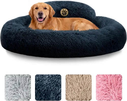 Miniatura 18 de PetJett - Cama calmante para perros pequeños, camas en forma de dona de 23 pulgadas, antideslizante y lavable, cama para mascotas de piel sintética