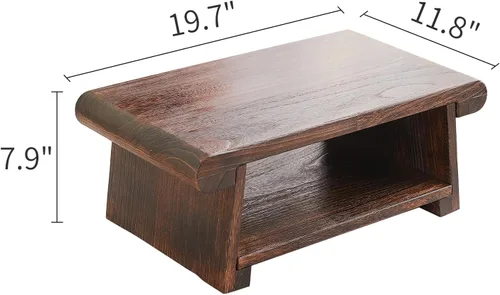 Miniatura 3 de Mesa de altar japonesa, mesa de piso plegable, pequeña mesa de meditación baja de madera, mesa de centro para sala de estar, marrón, 19.7 x 11.8 x