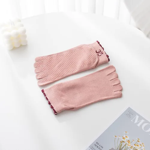 Miniatura 47 de Calcetines de yoga con dedos de pilates con empuñaduras para mujer, antideslizantes, acolchados, florales, calcetines tobilleros para baile de ballet