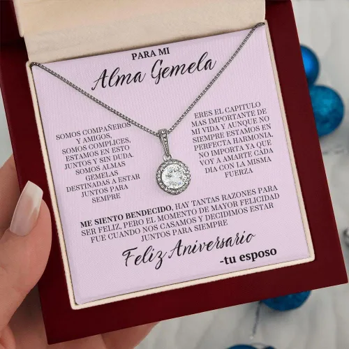 Miniatura 2 de Regalo Para Esposa Mi Alma Gemela Regalo Para Mujer Joya Collar Mensaje Personalizado Para Madre Joyería Para Mamá Regalo Aniversario De Matrimonio
