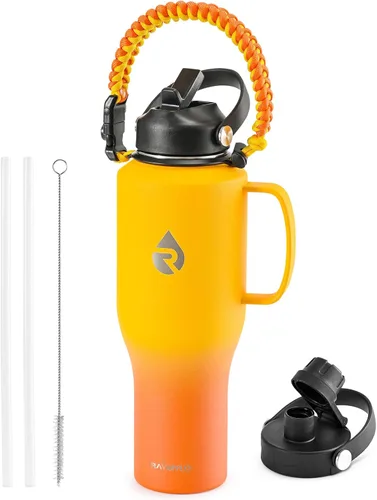 Miniatura 19 de RAYMYLO Botella de agua de acero inoxidable de 32 onzas (fría durante 48 horas, caliente durante 24 horas), botella de agua aislada al vacío