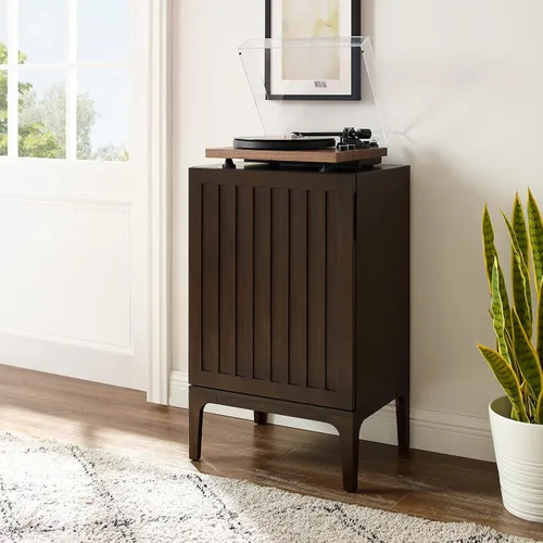 Miniatura 7 de Crosley Furniture Asher - Soporte para tocadiscos con almacenamiento para discos de vinilo, color marrón oscuro