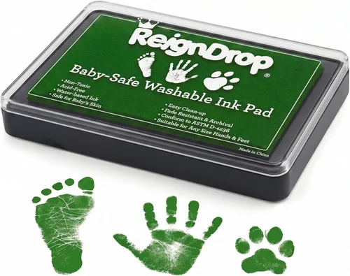 Miniatura 15 de ReignDrop Almohadilla de tinta para huella de bebé y huella de mano - Crea sellos de recuerdo impresionantes y duraderos para bebés y niños. A Azul