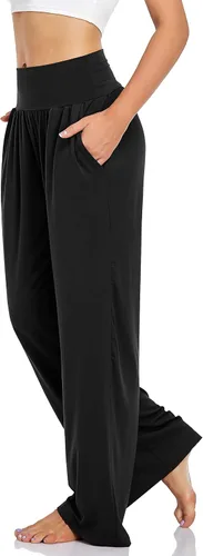Miniatura 2 de UEU - Pantalones informales de corte holgados y pierna ancha para mujer pantalones deportivos cómodos de cintura alta y bolsillos para descanso