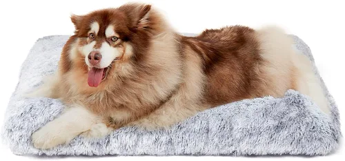 Miniatura 30 de EHEYCIGA Cama Esponjosa para Jaula de Perros Grandes, Almohadilla de Jaula de Piel Sintética Afelpada, Cama Calmante Anti-Ansiedad para Perros Negro