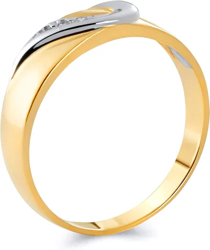 Miniatura 6 de Juego de 2 anillos de compromiso y alianza de boda en dos tonos de oro de 14 quilates