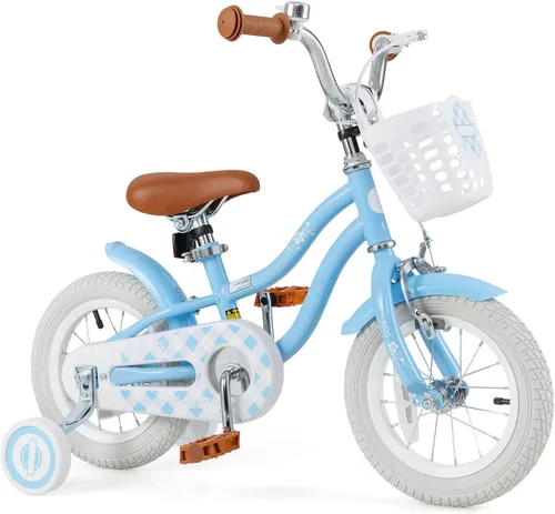 Miniatura 15 de BABY JOY Kids Bike, 12 14 16 18 20 Inch Boys Girls Bike w/Adjustable Seat, Removable Basket, Handbrake & Coaster Brake, Training Wheels or Turquesa