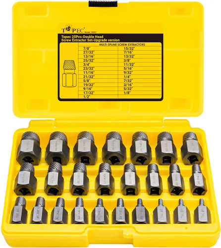 Miniatura 8 de Topec - Juego de extractores de tornillos (25 unidades) con cabeza hexagonal, múltiples ranuras, extractor fácil de pernos, removedor de pernos 25