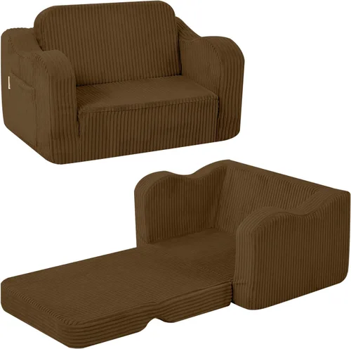 Miniatura 32 de MeMoreCool Silla Infantil 2 en 1, Sofá Cama Plegable para Niños, Beige (Edades 1-3) – Silla de Terciopelo que se Extiende a Sofá-Cama Espuma