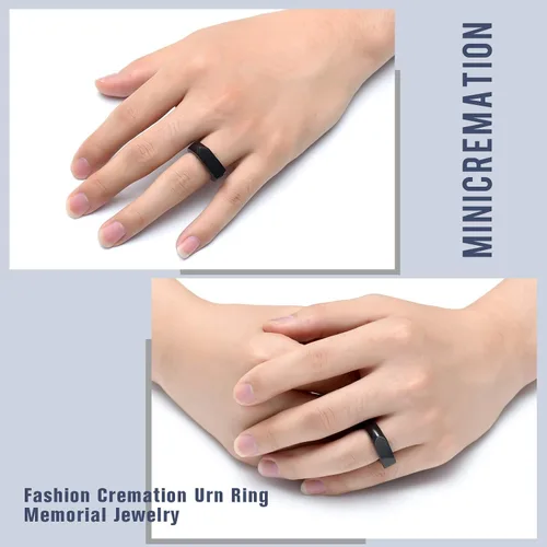 Miniatura 3 de Joyería de cremación para cenizas, geometría, estilo simple, anillo conmemorativo para cenizas, soporte para cenizas con kit de relleno, anillo