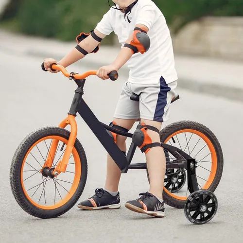 Miniatura 4 de Par de ruedas auxiliares de bicicleta para niños, accesorios para bicicletas de 12 "14" 16", ruedas de entrenamiento flash Negro