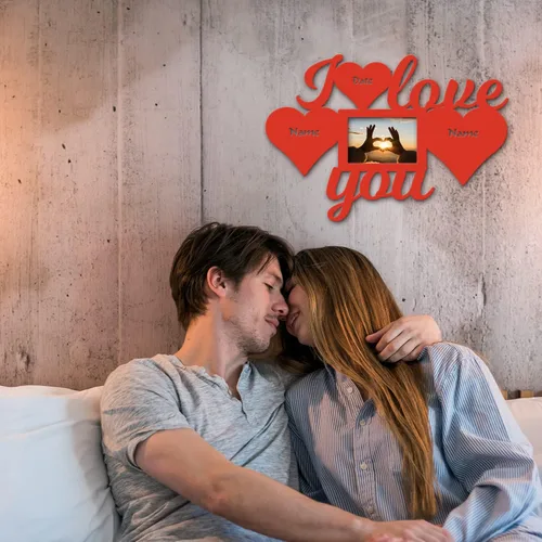 Miniatura 3 de Namofactur Marco de fotos personalizado con nombres y fechas, marco de fotos personalizado, regalo de amor, compromiso