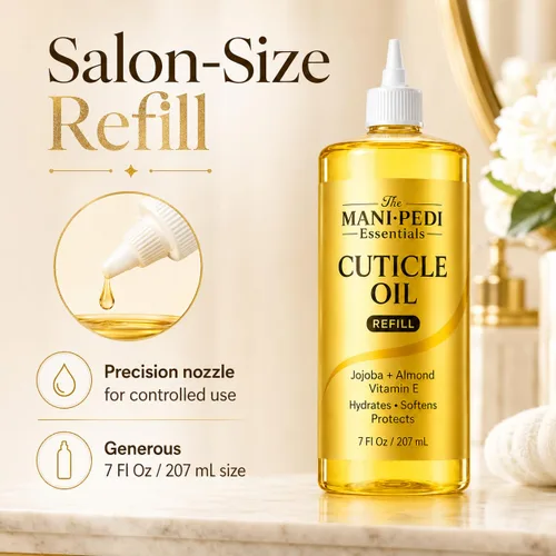 Miniatura 5 de Recambio profesional de aceite para cutículas/paquete a granel con boquilla de precisión para un fácil rellenado, 7 onzas líquidas. Enriquecido