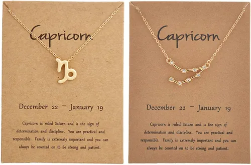 Miniatura 23 de Juego de 2 collares del zodiaco – Collar con colgante de 12 constelaciones, collar con signo del zodiaco para mujer, cumpleaños y astrología