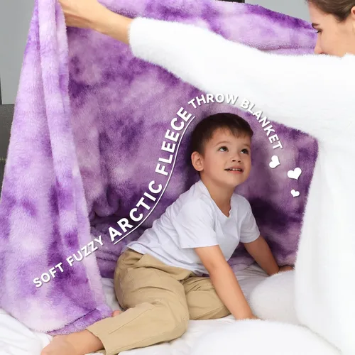 Miniatura 2 de Manta de forro polar púrpura tipo cobija - Manta de 300 GSM para sofá, cama, suave, ligera, mullida, acogedora, mantas de microfibra y cobijas