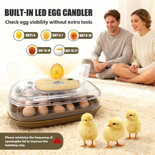 Miniatura 3 de Syluris Incubadoras para incubar huevos, incubadora de 24 huevos con giro automático de huevos y control de humedad, vela de huevos, visualización