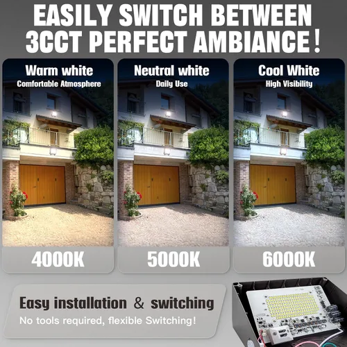 Miniatura 5 de Paquete de luz LED de pared de 75/65/50 W con sensor de atardecer a amanecer, 11250 LM 6000/5000/4000K LED de seguridad de inundación, luces
