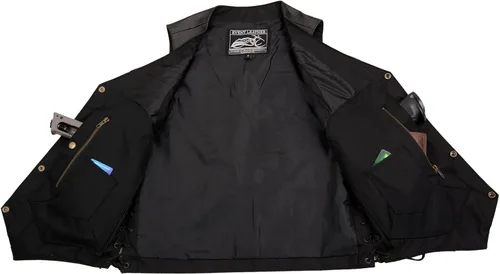 Miniatura 7 de EVENT LEATHER EL1310GO Hombres Clásico Estilo Occidental Botón de Presión Negro Chaleco de Cuero para Motociclistas