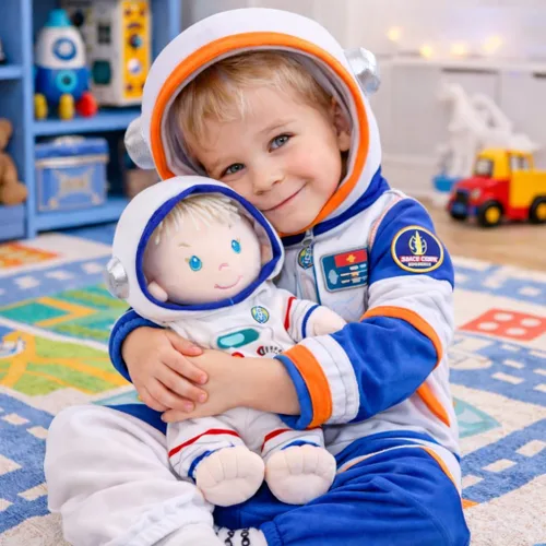 Miniatura 4 de June Garden Dulce Dolly Astronauta de 12 pulgadas - Muñeca de bebé de peluche ultrasuave para el nacimiento en adelante - Atuendo de traje espacial