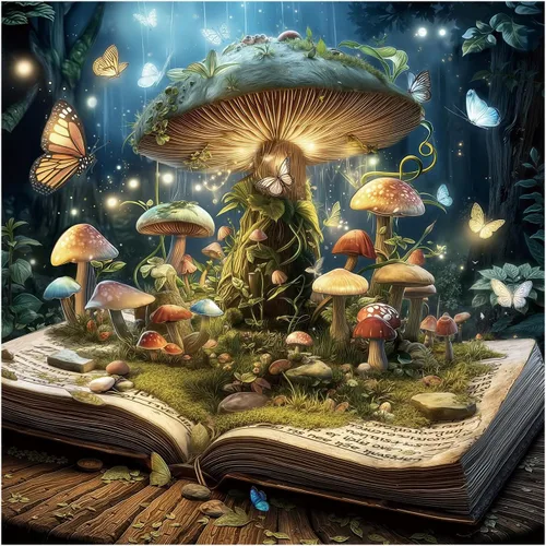 Miniatura 9 de Rompecabezas de isla flotante de bosque de fantasía de 1000 piezas para adultos, rompecabezas mágico de cascada de arco iris, rompecabezas de arte