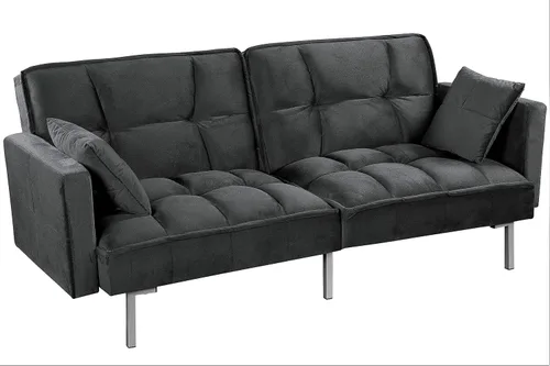 Miniatura 3 de Container Furniture Direct Regal - Sofá cama convertible de terciopelo con estilo de mediados de siglo, diseño copetudo y patas de metal, ideal