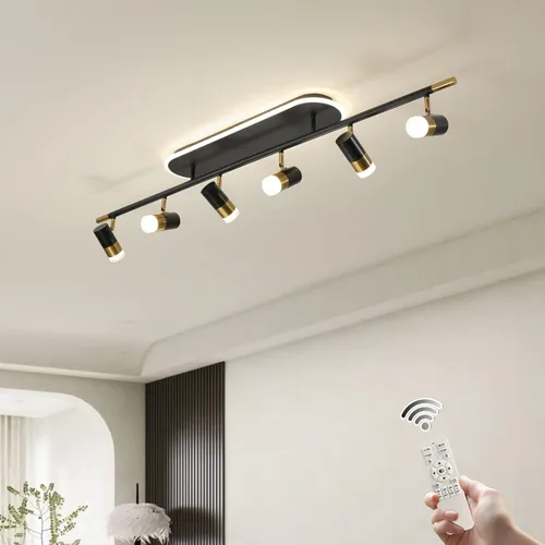 Miniatura 10 de Jaycomey Lámpara LED de 4 luces con control remoto, focos de luz de techo regulables de 41 W, ajustable de 3000 K-6500 K, moderna lámpara de techo