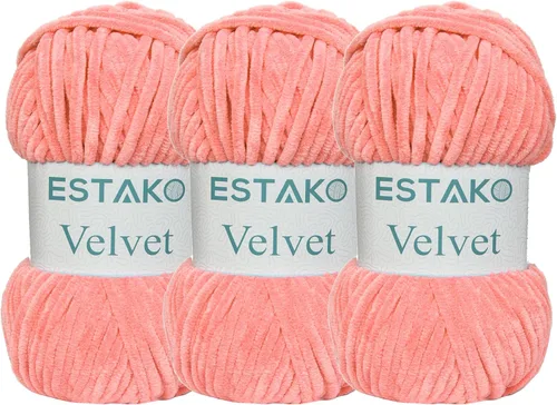 Miniatura 45 de Estako Manta de felpilla de terciopelo amigurumi para tejer y tejer, súper voluminosa, 3.53 oz (132 yardas) (1710 - naranja)