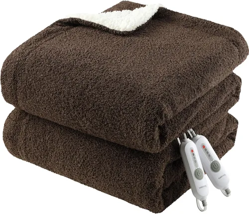 Miniatura 11 de GarveeHome Manta eléctrica térmica, manta térmica suave doble Sherpa súper acogedora con 4 niveles de calefacción y 4 horas de apagado automático