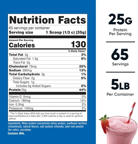 Miniatura 2 de Nutricost Concentrado de proteína de suero (batido de fresa) 5 libras - Sin gluten y sin OMG
