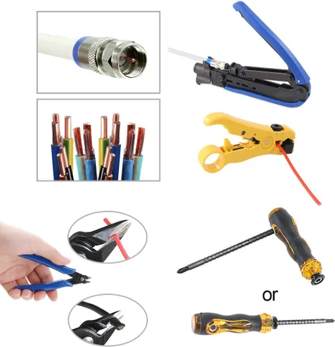 Miniatura 7 de Hilitchi Herramienta de compresión coaxial 5 en 1 con manual de instrucciones (idioma español no garantizado), cable coaxial, pelacables RG6, RG59