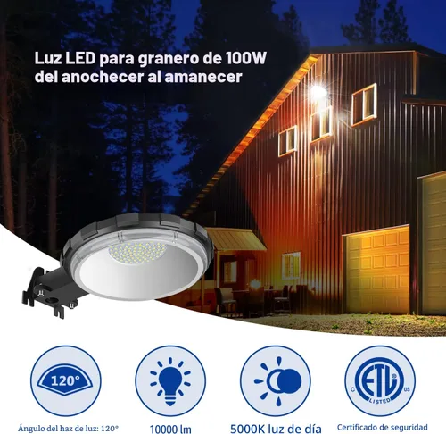Miniatura 2 de Karjoefar - Luz LED de granero, iluminación del atardecer al amanecer para exteriores con 100 W 10000 lm 5000 K luz diurna, luces de inundación