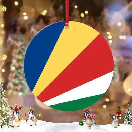Adorno de bandera de Seychelles para decoración de árbol de Navidad, recuerdo de la ciudad del país de Seychelles, adornos de Navidad personalizados