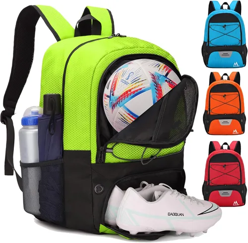 Miniatura 17 de Hsmihair - Bolsa de fútbol - Mochila de fútbol y mochila para fútbol, voleibol y baloncesto, con compartimento para pelota y tacos separados Azul