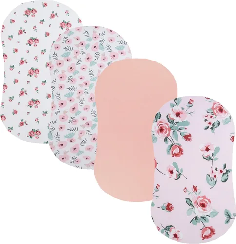 Miniatura 2 de Juego de 4 sábanas de moisés compatibles con Halo Bassinest Swivel, Flex, Glide, Premiere & Luxe Series Sleeper, elásticas, ultra suaves, floral/rosa