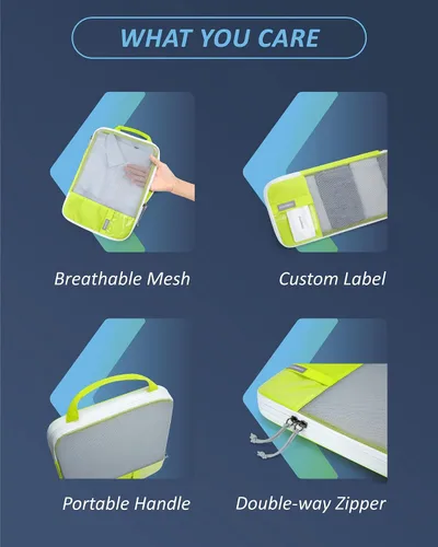 Miniatura 5 de BAGSMART - Juego de 6 cubos de compresión para maletas, juego de 6, 4 y 2, cubos organizadores de viaje, juego de bolsas expandibles, organizadores