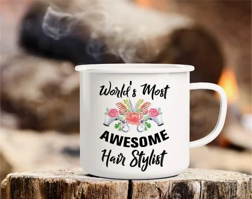 Miniatura 3 de Retreez World's Most Awesome Hairstylist Hairdresser - Taza de café esmaltada de acero inoxidable de 16 onzas, divertido sarcasmo, regalo